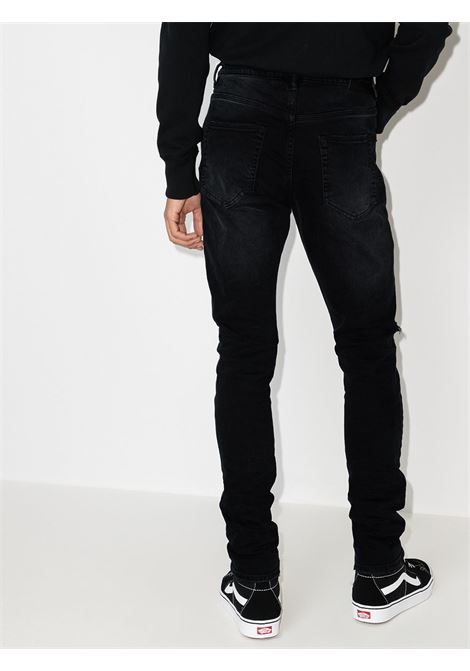 Black distressed tapered jeans - men PURPLE | PBP002BLR