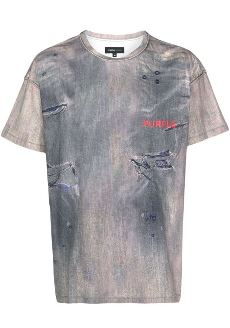T-shirt con stampa in blu e grigio - uomo PURPLE | PBP101TJDW