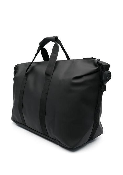 Black logo-debossed zipped bag - men RAINS | RA14200BLA