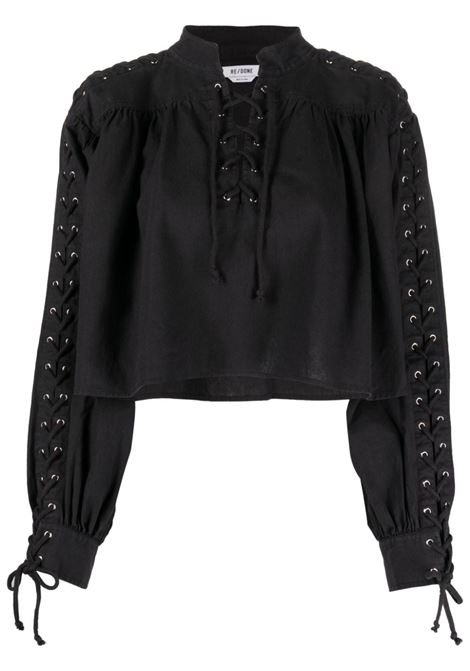 Camicia Pirate con lacci in nero - donna RE/DONE | 58901WLACESHWSHDBLK