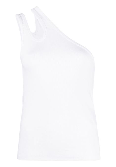 White one-shoulder cut-out tank top - women REMAIN | 500524400110106