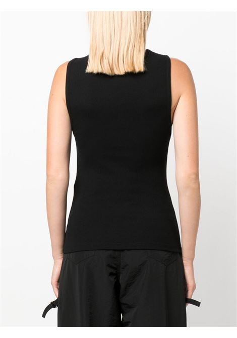 Black cut-out ribbed tank top - women REMAIN | 500622100194004