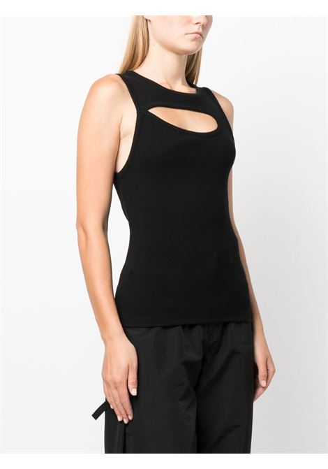 Black cut-out ribbed tank top - women REMAIN | 500622100194004