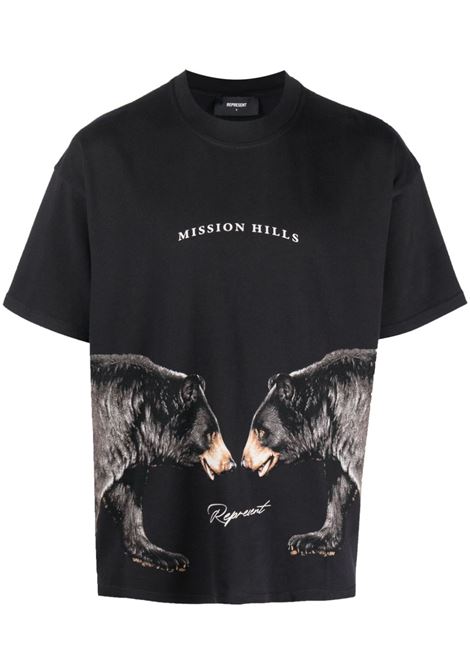 Black bear-print T-shirt - men REPRESENT | MT4029171