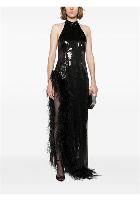 Black Vixen feather-trim sequinned dress - women RETROFETE | FW237634BLK