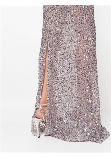 Mink grey semi-sheer bead-embellished gown - women RETROFETE | FW237927MNKGR