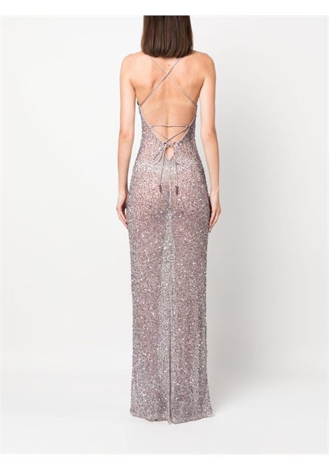 Mink grey semi-sheer bead-embellished gown - women RETROFETE | FW237927MNKGR