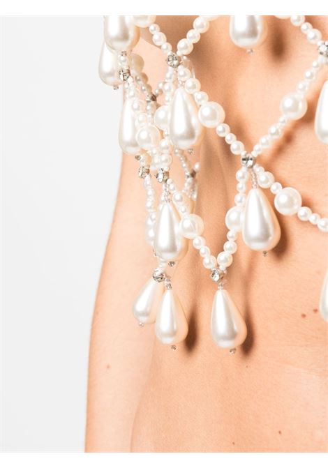 White pearl-embellished square-neck top - women RETROFETE | PF237070WHT