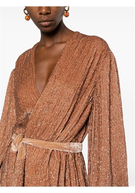 Brown Gabrielle sequinned wrap dress - women RETROFETE | SS202720BRNZ