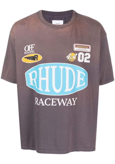 T-shirt Raceway con stampa in grigio - uomo RHUDE | RHPF23TT070126751675