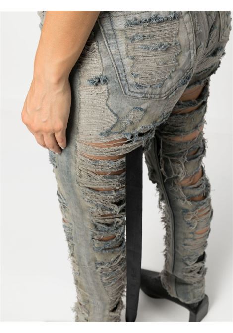 Grey distressed-finish slim-cut jeans - women RICK OWENS DRKSHDW | DS02C5316DMPSH98
