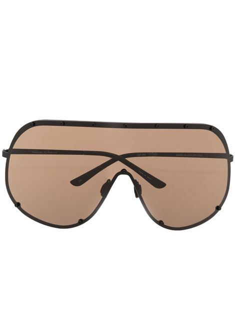 Black and brown Shield oversized-frame sunglasses - unisex RICK OWENS | RG0000006GBLKBR0904