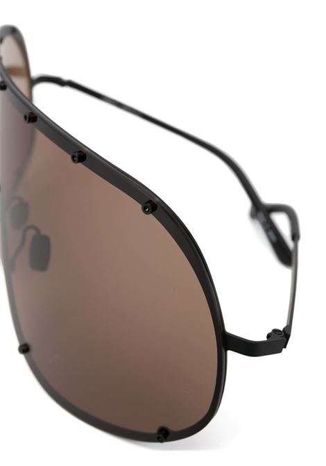 Black and brown Shield oversized-frame sunglasses - unisex RICK OWENS | RG0000006GBLKBR0904