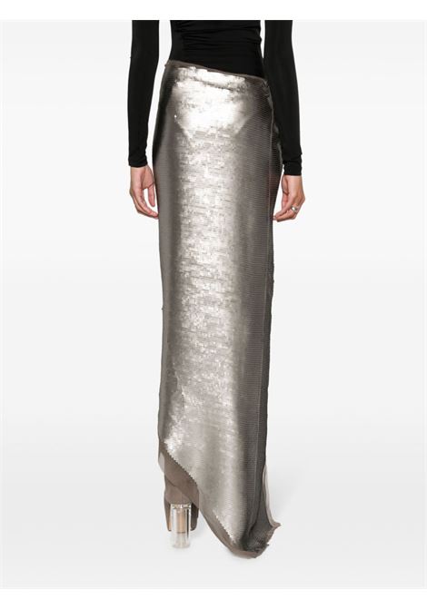 Silver-tone sequinned side-slit skirt - women RICK OWENS | RO02C1372SEM13408