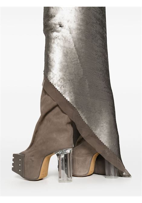 Silver-tone sequinned side-slit skirt - women RICK OWENS | RO02C1372SEM13408
