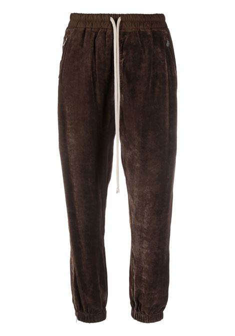 Brown velvet zip-up track trousers - women  RICK OWENS | RP02C1313V04
