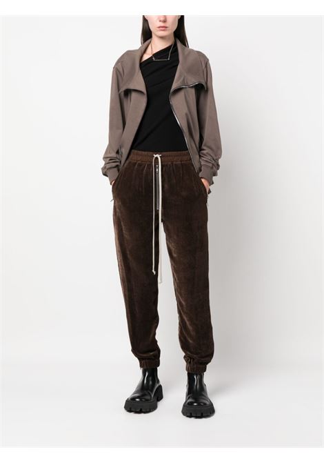 Brown velvet zip-up track trousers - women  RICK OWENS | RP02C1313V04