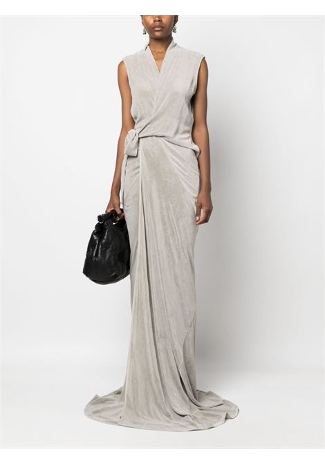 Pearl grey draped velvet maxi dress - women  RICK OWENS | RP02C1575V08