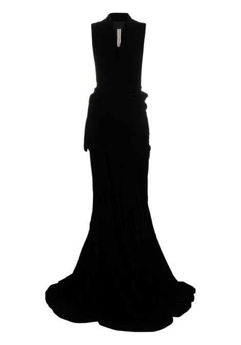 Black draped velvet wrap gown - women RICK OWENS | RP02C1575V09