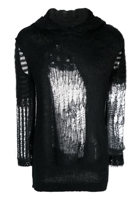 Black distressed hooded jumper - men RICK OWENS | RU02C7635KSPDR09