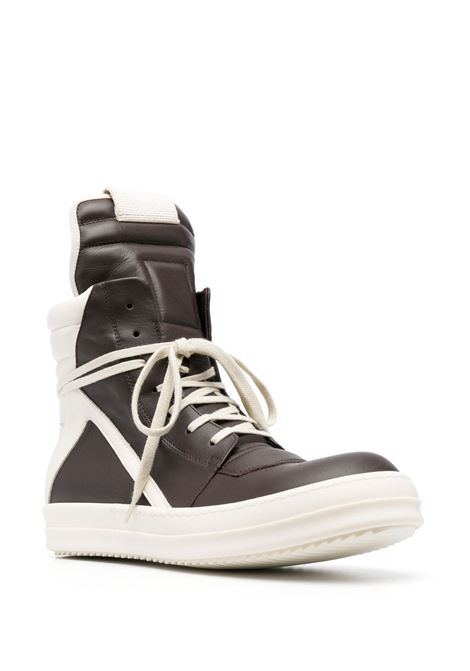 Brown and white geobasket high-top sneakers - men  RICK OWENS | RU02C7894LCGLPO411