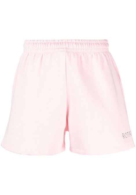 Shorts sportivi con logo di strass in rosa - donna