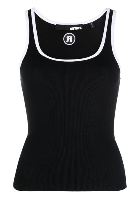 Black logo-embroidered round-neck tank top - women ROTATE SUNDAY | 7001051001000