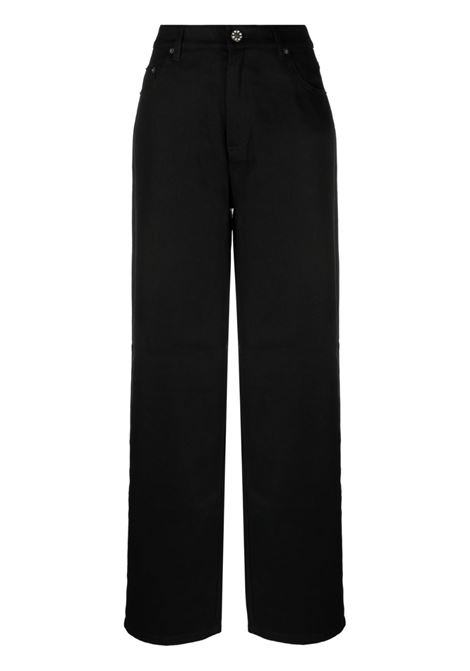 Jeans a gamba ampia con decorazione logo in nero - donna ROTATE | 1112041001000