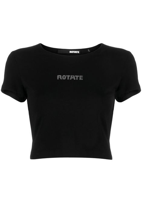 T-shirt crop con decorazione in nero - donna ROTATE | 1112151001000
