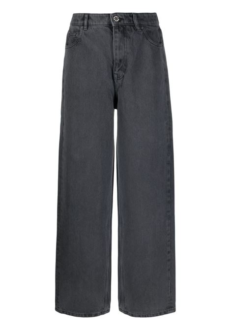 Jeans a gamba ampia con decorazione logo in grigio - donna ROTATE | 1114772098184006