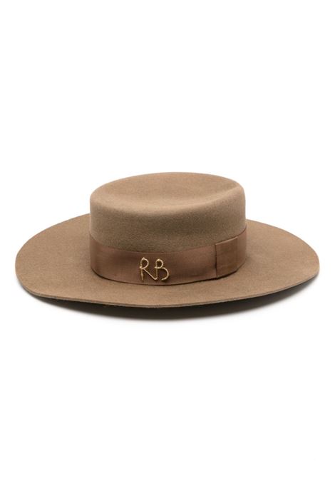 Brown Canotier hat - women RUSLAN BAGINSKIY | CNT037F3CHA9PMRBBRWN
