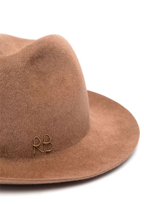 Brown logo-embroidered fedora hat - women RUSLAN BAGINSKIY | FDR037FWRB6PBRWN