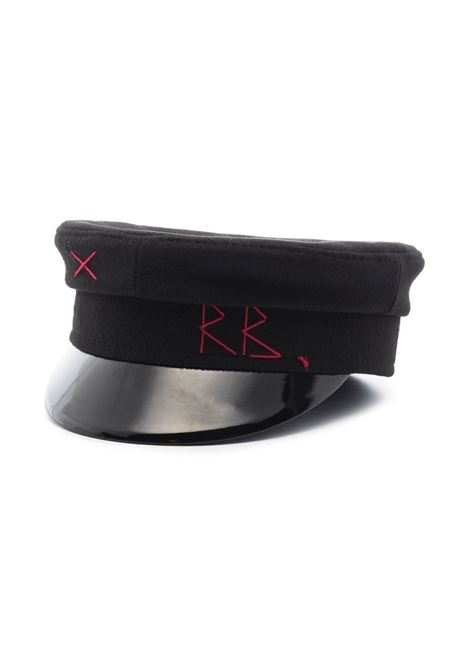 Cappello baker boy con ricamo monogramma in nero - donna RUSLAN BAGINSKIY | KPC033WBLK