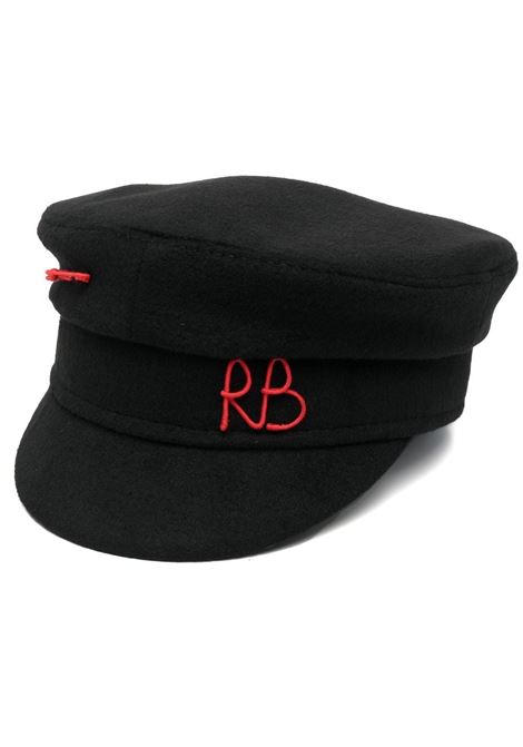 Cappello baker boy con ricamo in nero - donna RUSLAN BAGINSKIY | KPC033WWPNSWRBBLK