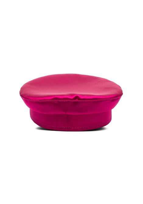 Pink crystal-embellished satin baker boy hat - women RUSLAN BAGINSKIY | KPC038STNDMDPNK