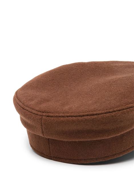 Brown embroidered logo baker boy hat - women RUSLAN BAGINSKIY | KPC08WAPNSBRWN