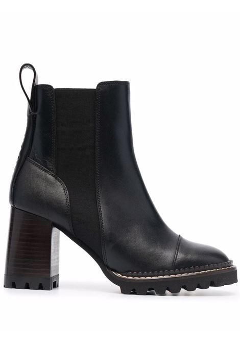 Black block-heel ankle boots - women SEE BY CHLOÉ | SB33081A999