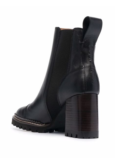 Black block-heel ankle boots - women SEE BY CHLOÉ | SB33081A999