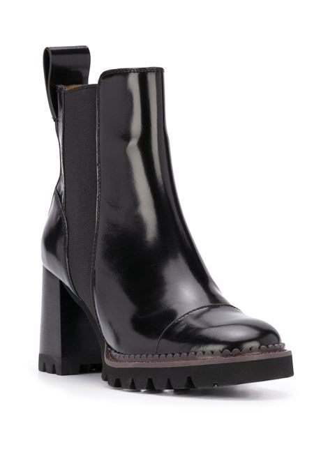 Black chunky heel ankle boots - women SEE BY CHLOÉ | SB33081ALUXOR999