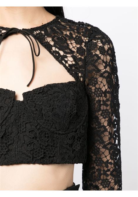 Black lace cropped top - women SELF-PORTRAIT | AW23002TB