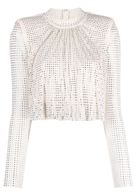 Top crop con strass in bianco - donna SELF-PORTRAIT | AW23073TC