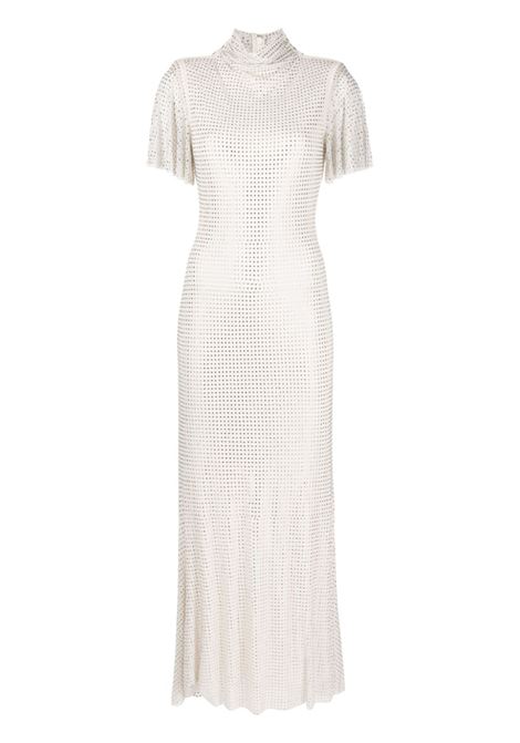 Cream mesh rhinestone-embellished maxi dress - women  SELF-PORTRAIT | AW23092XC