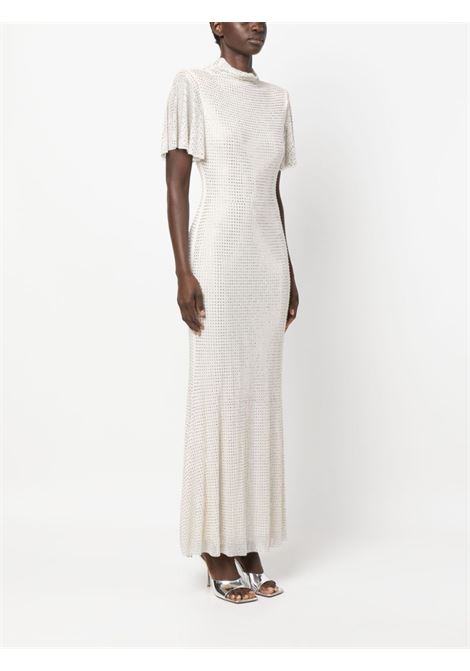 Cream mesh rhinestone-embellished maxi dress - women  SELF-PORTRAIT | AW23092XC