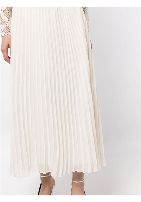 Cream Convertible pleated embellished midi dress - women  SELF-PORTRAIT | AW23101MC