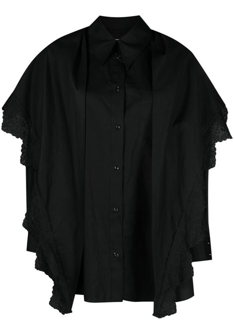 Black scarf-collar scalloped shirt - women  SIMONE ROCHA | 5187T1025BLK