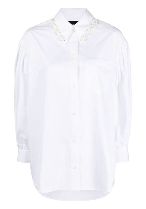 White pearl-embellished long-sleeve shirt - women SIMONE ROCHA | 5191B1025WHT