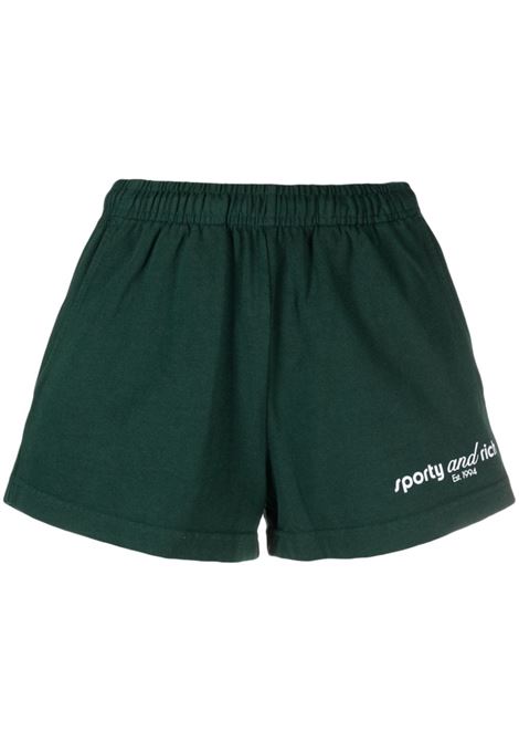 Pantaloncini sportivi con stampa logo in verde - donna SPORTY & RICH | SHAW2321FO15