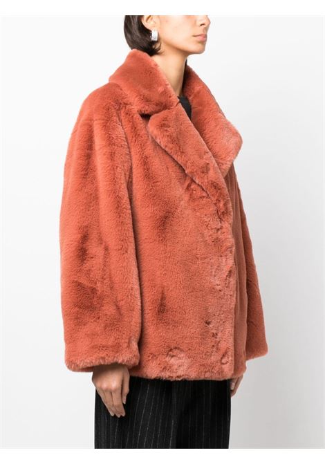 Orange faux-fur notched-lapels jacket - women STAND STUDIO | 61477954024210