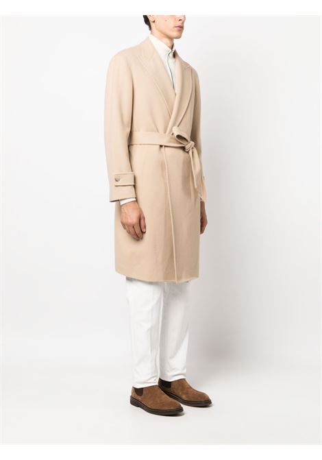 Cappotto con cintura in beige - uomo TAGLIATORE | CARIC350001EA820