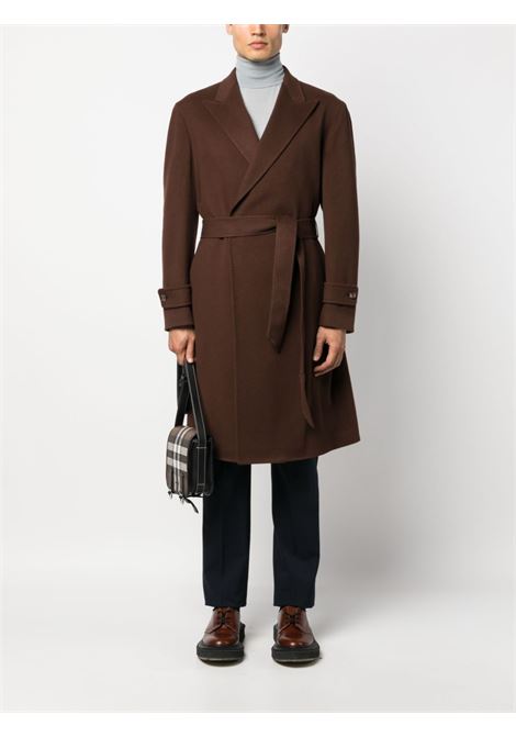 Brown belted coat - men  TAGLIATORE | CARIC350001EM807